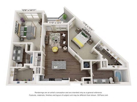 a floor plan of a house with a bedroom and a living room